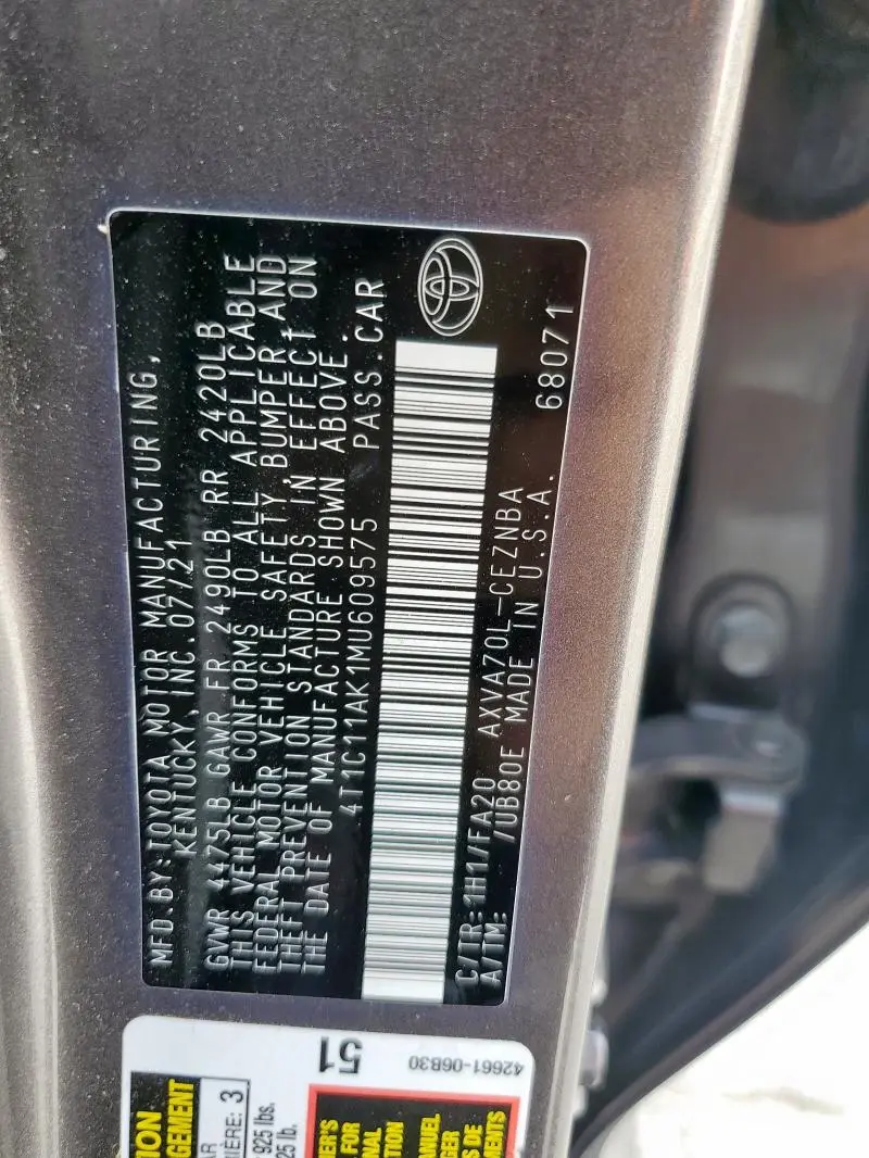 2021 TOYOTA CAMRY LE