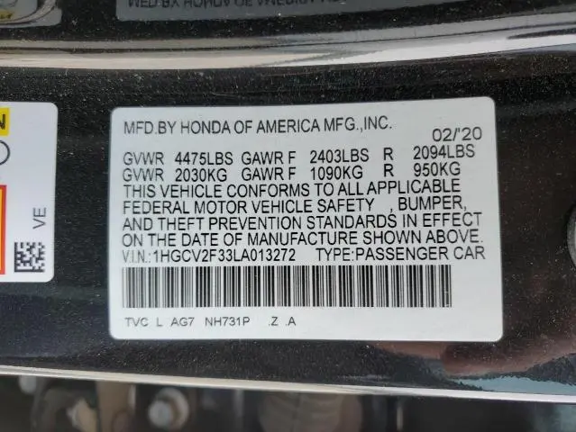 2020 HONDA ACCORD SPORT