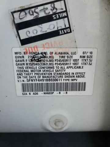 2011 HONDA PILOT TOURING  