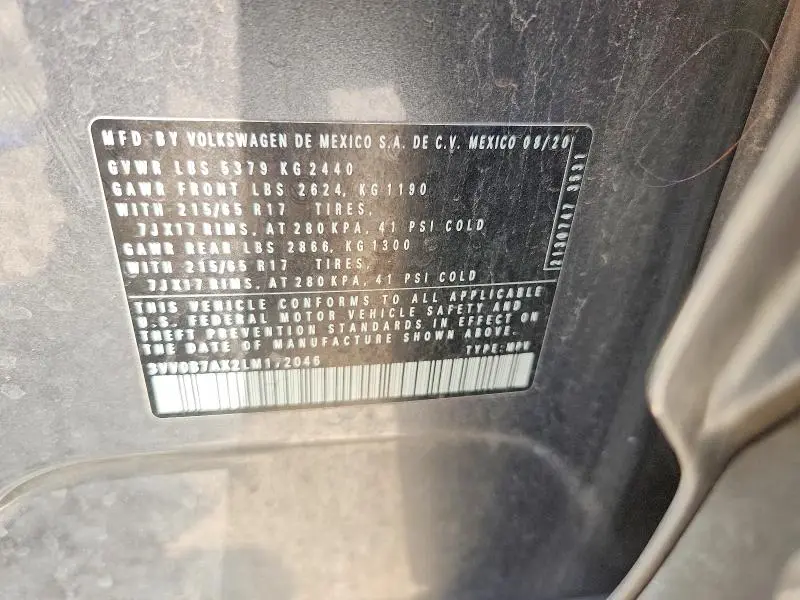 2020 VOLKSWAGEN TIGUAN S  