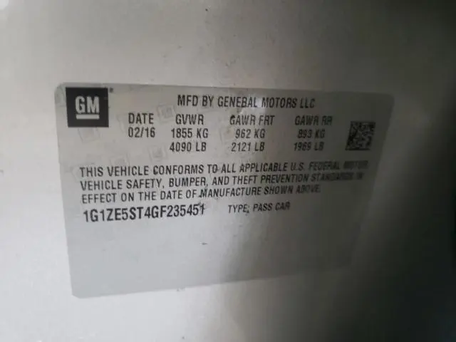 2016 CHEVROLET MALIBU LT  