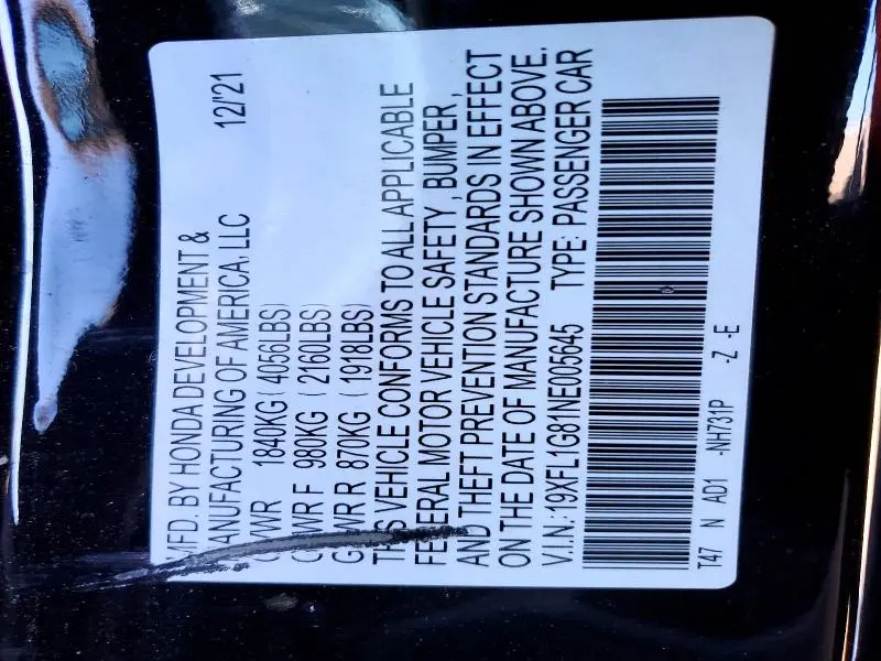 2022 HONDA CIVIC SPORT TOURING  