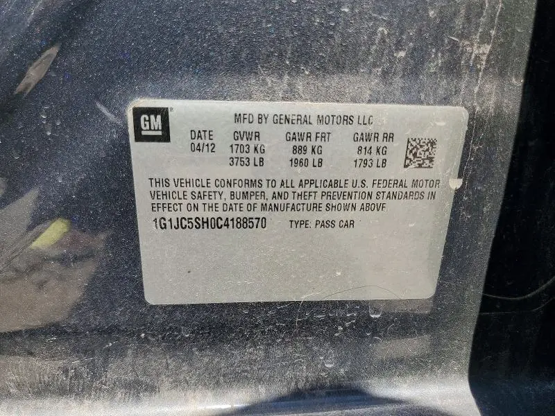 2012 CHEVROLET SONIC LT  