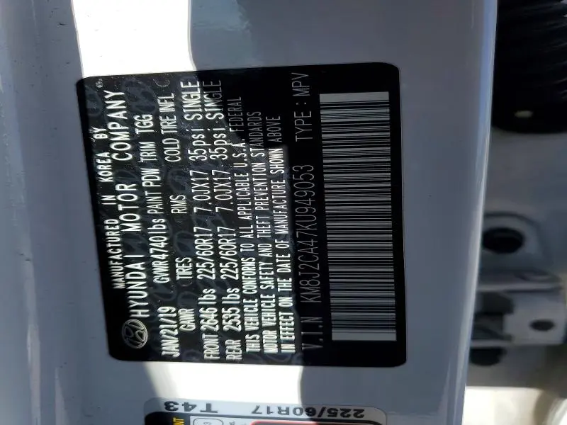 2019 HYUNDAI TUCSON SE  