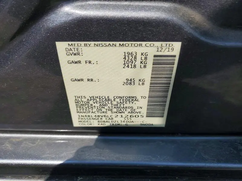 2020 NISSAN ALTIMA 2.5 S  