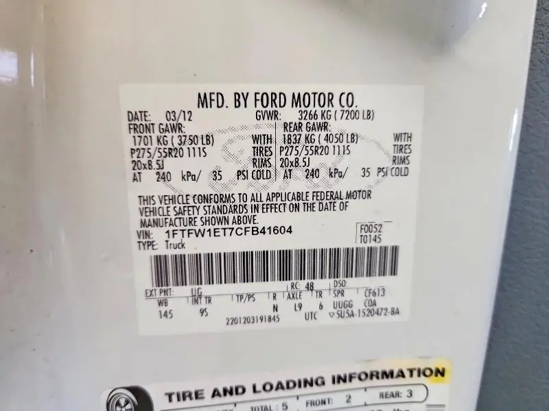 2012 FORD F150 SUPERCREW  