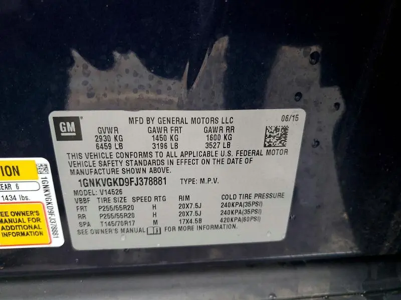 2015 CHEVROLET TRAVERSE LT  