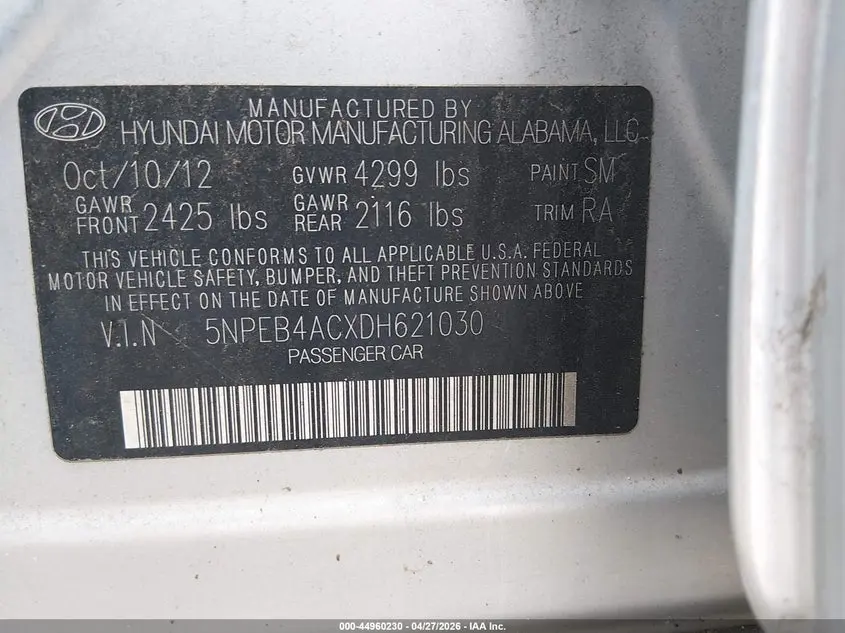 2013 HYUNDAI SONATA GLS