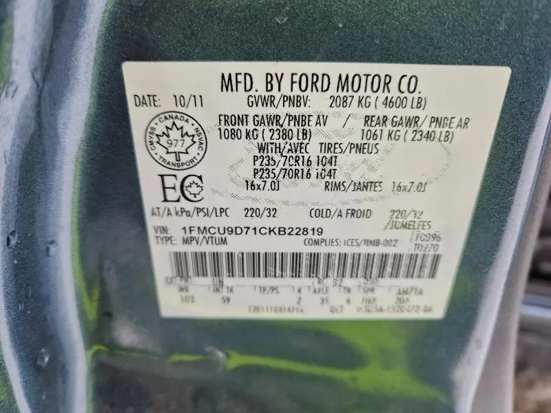 2012 FORD ESCAPE XLT  