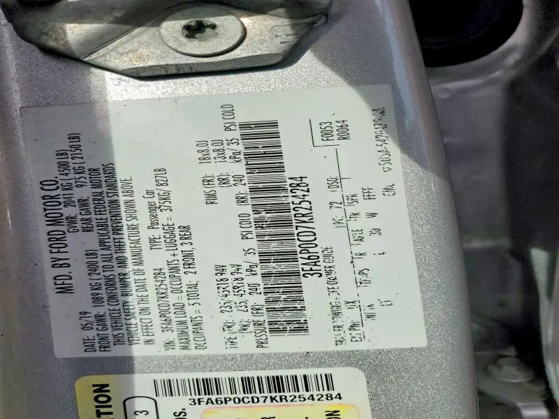 2019 FORD FUSION SEL  