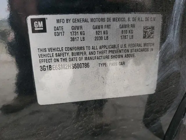 2017 CHEVROLET CRUZE LT  