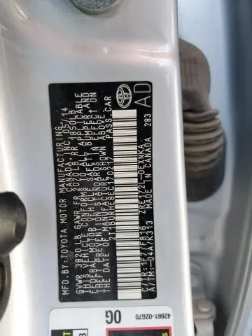 2014 TOYOTA COROLLA L  