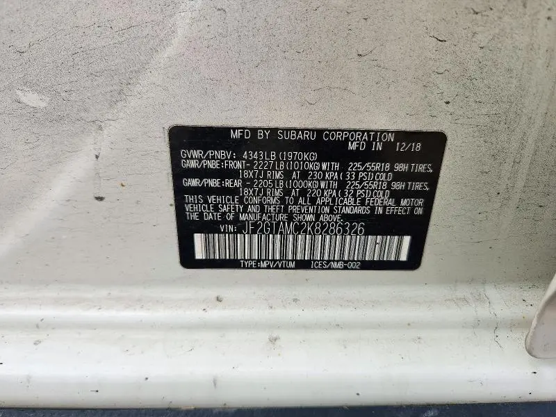 2019 SUBARU CROSSTREK LIMITED  