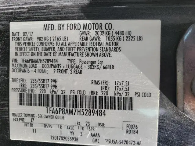 2017 FORD MUSTANG   