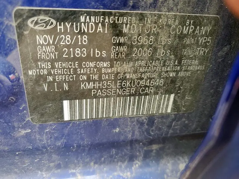 2019 HYUNDAI ELANTRA GT   
