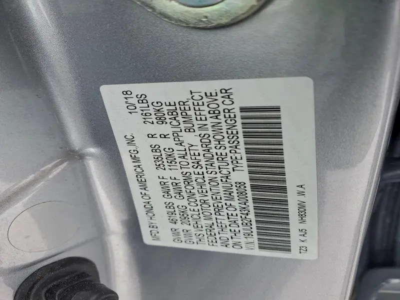 2019 ACURA TLX TECHNOLOGY  