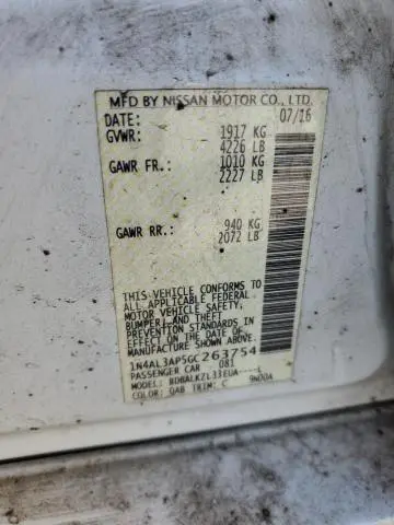 2016 NISSAN ALTIMA 2.5  