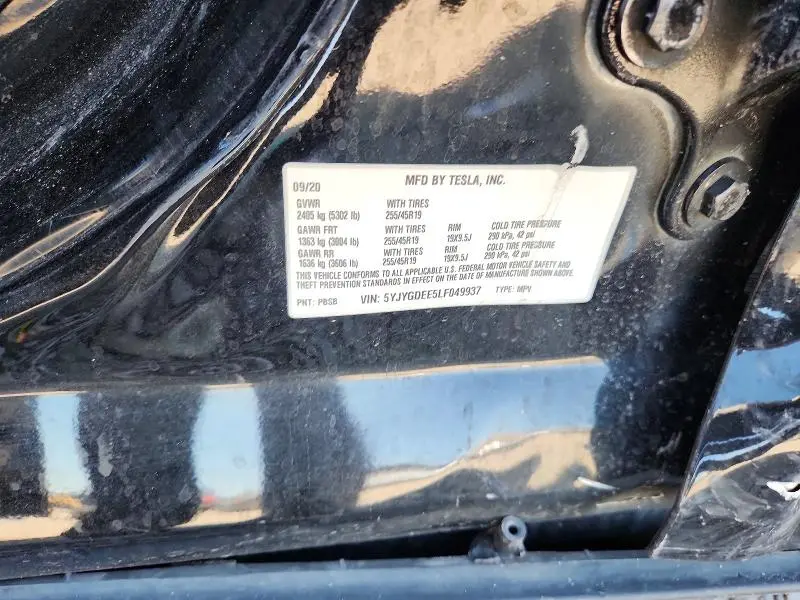 2020 TESLA MODEL Y   