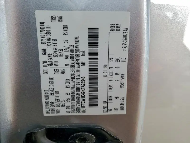 2019 FORD F150 SUPERCREW  