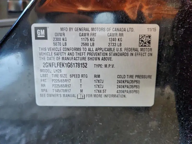 2016 CHEVROLET EQUINOX LT  