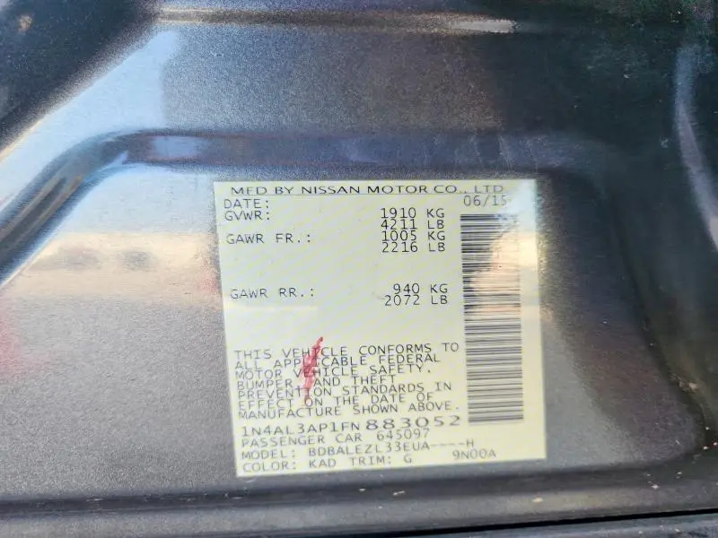 2015 NISSAN ALTIMA 2.5 S  