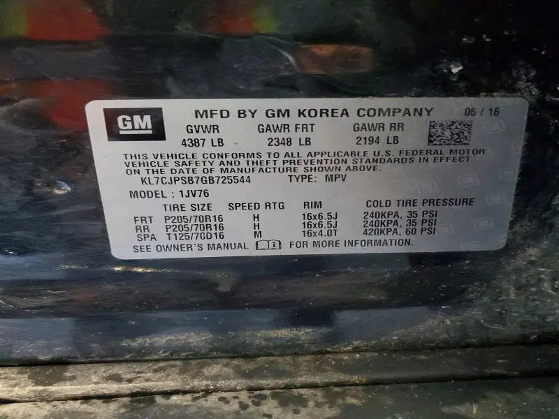 2016 CHEVROLET TRAX 1LT  