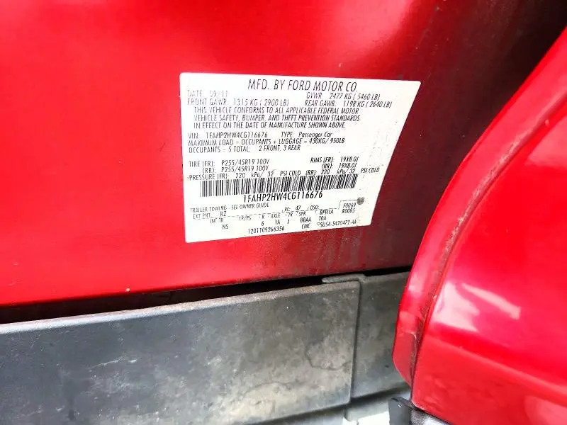 2012 FORD TAURUS SEL  
