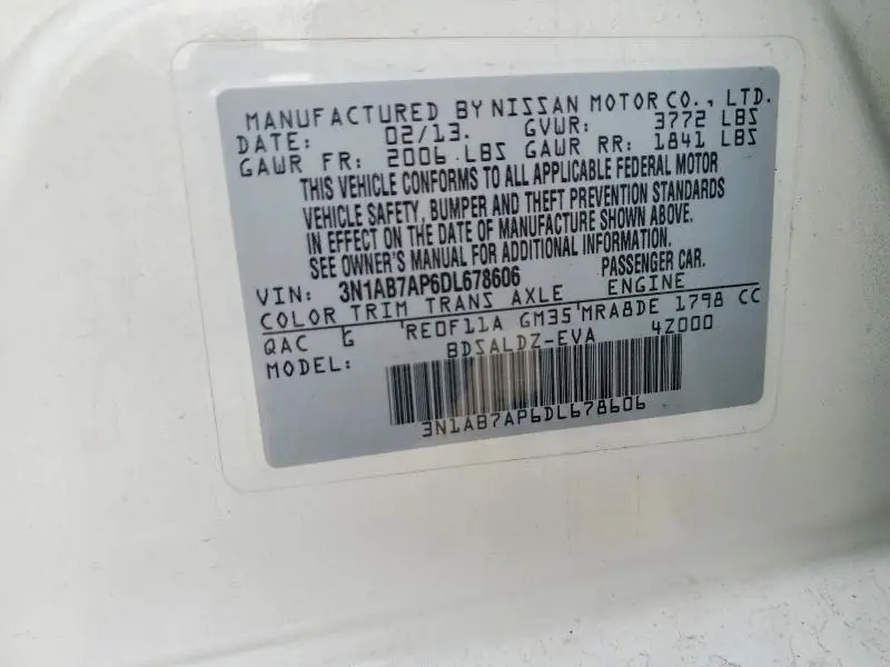 2013 NISSAN SENTRA S  