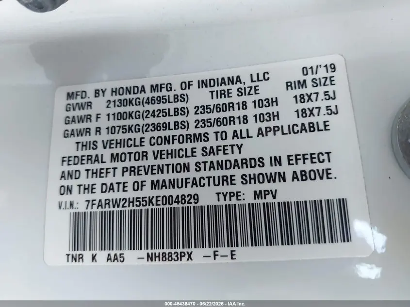 2019 HONDA CR-V EX