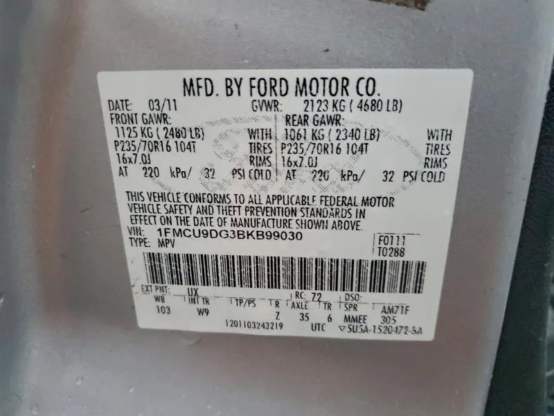 2011 FORD ESCAPE XLT  