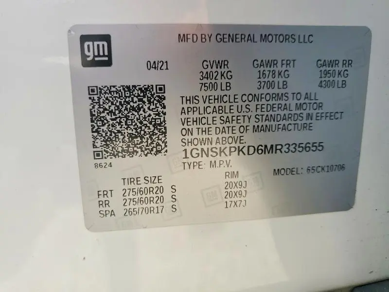2021 CHEVROLET TAHOE K1500 Z71  