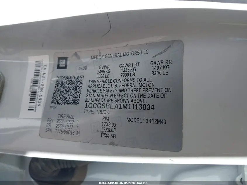 2021 CHEVROLET COLORADO  