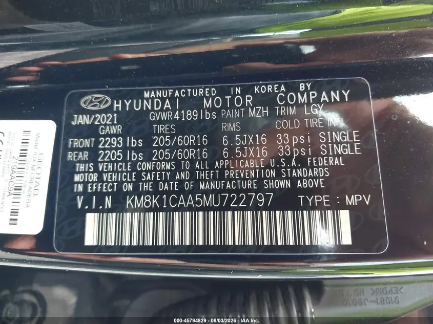 2021 HYUNDAI KONA SE
