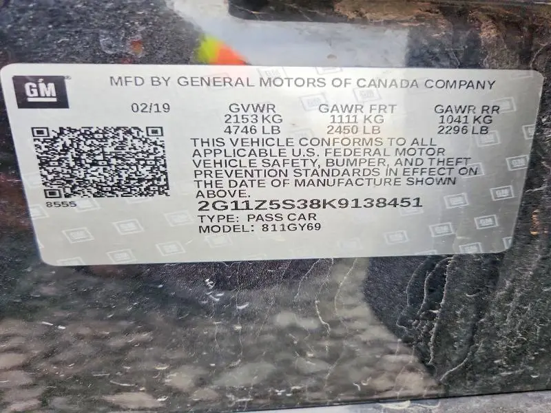 2019 CHEVROLET IMPALA LT  