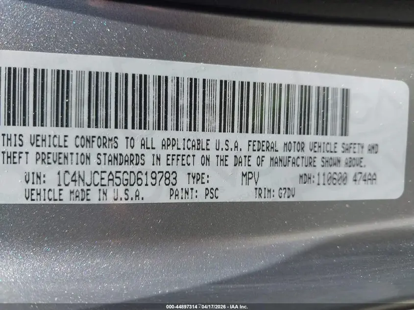 2016 JEEP COMPASS LATITUDE