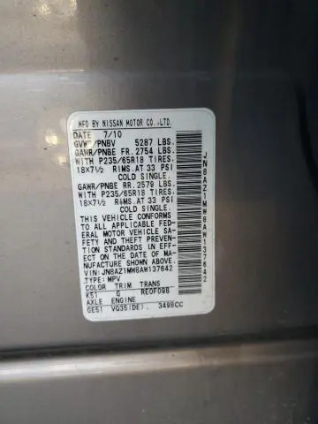 2010 NISSAN MURANO S  