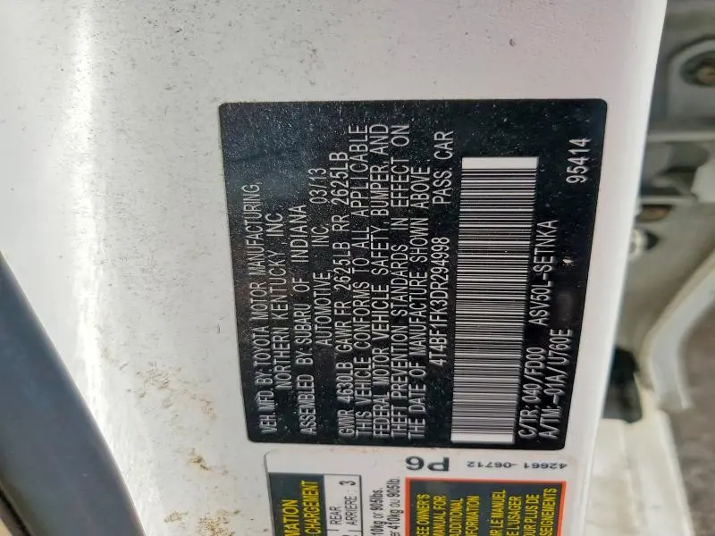 2013 TOYOTA CAMRY LE  