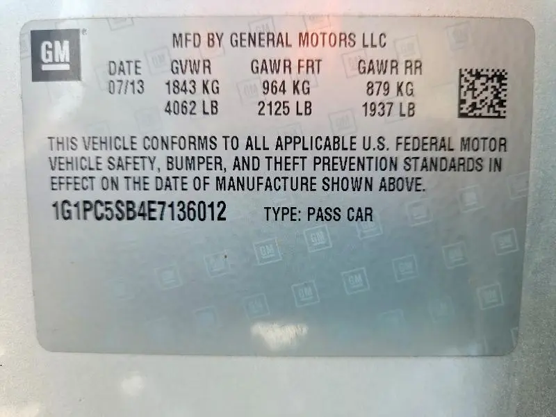 2014 CHEVROLET CRUZE LT  