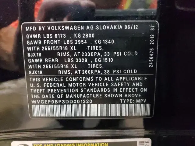 2013 VOLKSWAGEN TOUAREG V6  