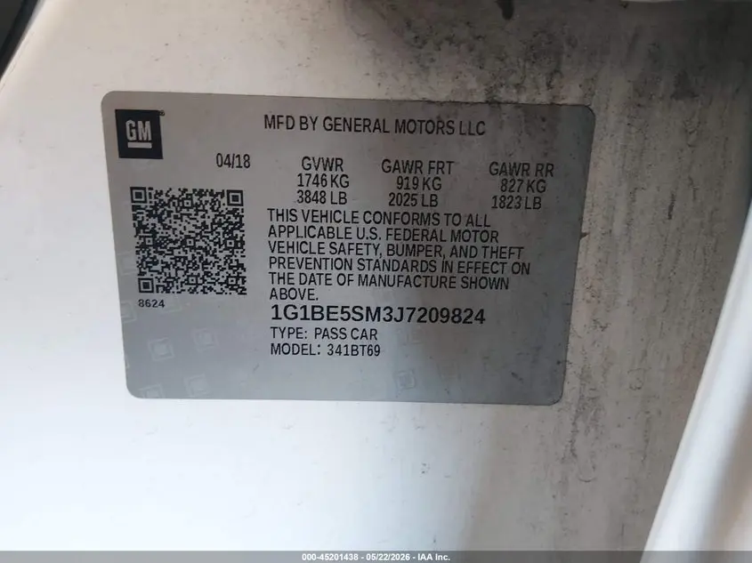 2018 CHEVROLET CRUZE LT AUTO