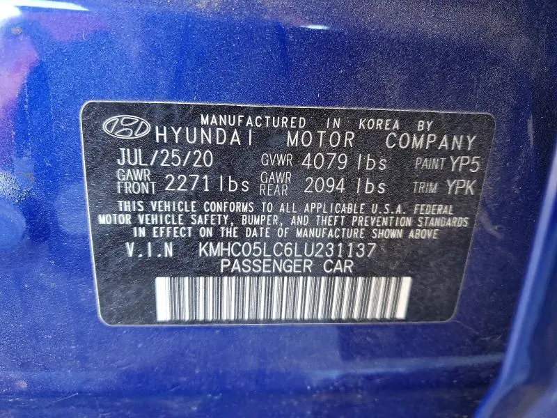 2020 HYUNDAI IONIQ LIMITED  