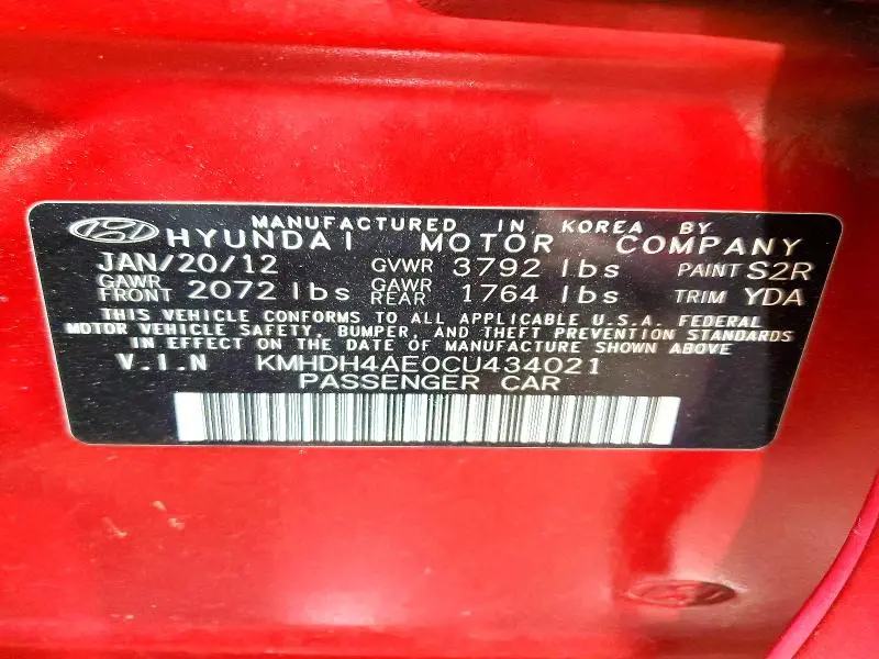2012 HYUNDAI ELANTRA LIMITED  
