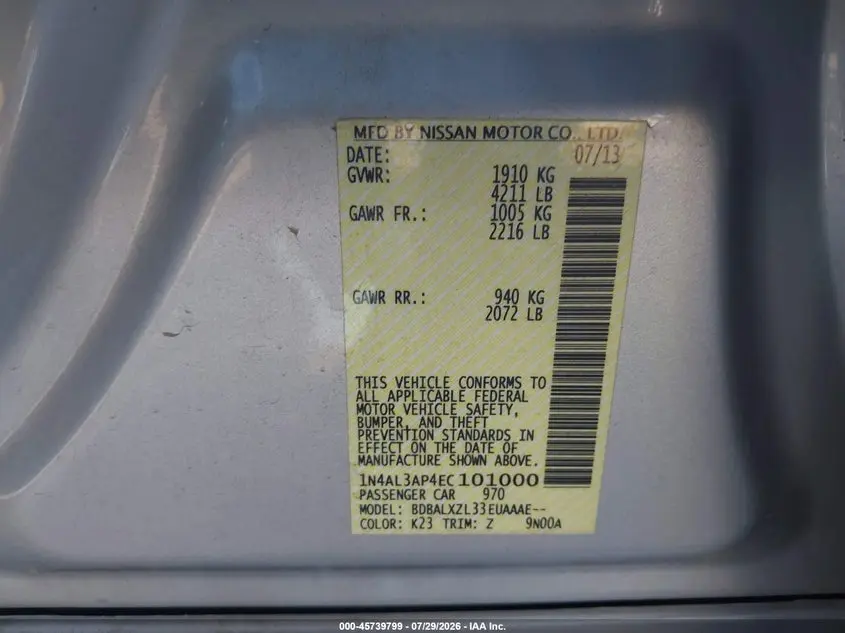 2014 NISSAN ALTIMA 2.5 SL