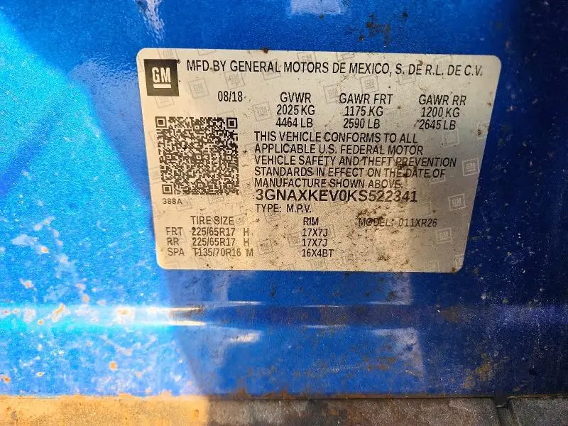 2019 CHEVROLET EQUINOX LT  