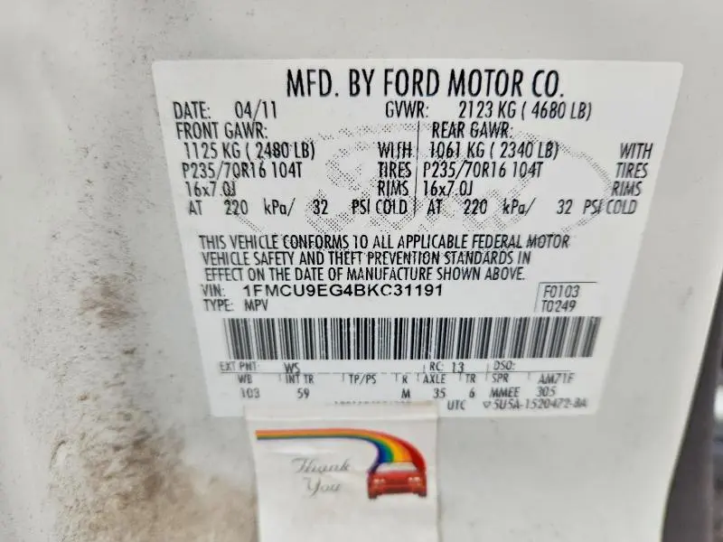 2011 FORD ESCAPE LIMITED  