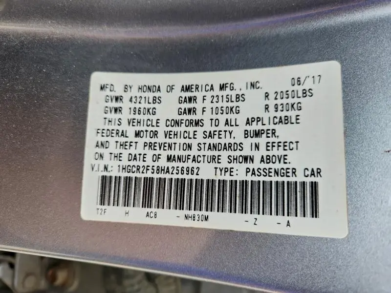 2017 HONDA ACCORD SPORT  