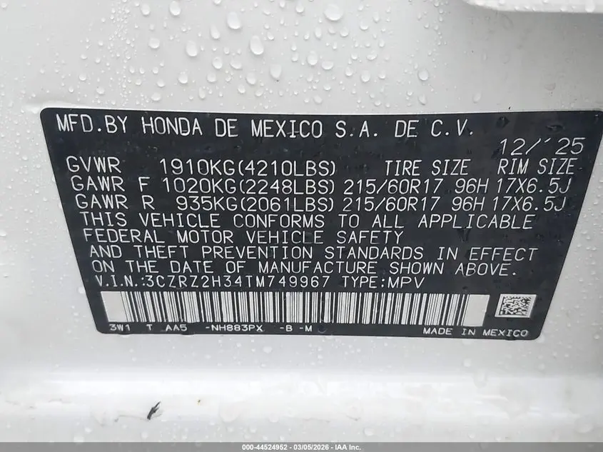 2026 HONDA HR-V AWD LX