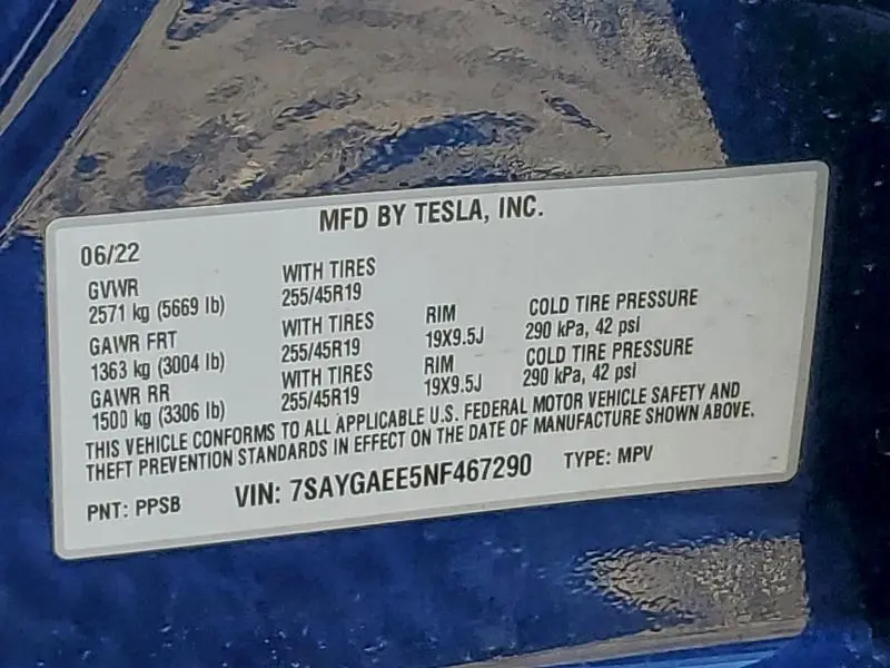 2022 TESLA MODEL Y   
