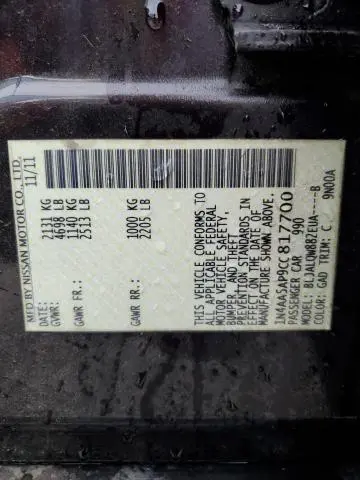 2012 NISSAN MAXIMA S  