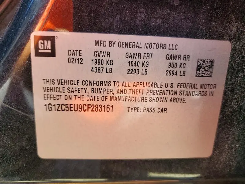 2012 CHEVROLET MALIBU 1LT  